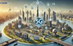 A landscape image representing the successful implementation of Ericsson's RedCap solution on e& UAE's 5G Standalone network. The scene features advance