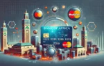 A modern digital illustration showcasing the partnership between BANK OF AFRICA and Mastercard. The image features elements like digital payment icons