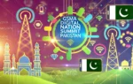 DALA vibrant digital illustration showcasing the GSMA Digital Nation Summit in Pakistan. The image features elements such as mobile technology icons, the