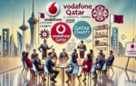 A dynamic corporate training session with participants engaged in discussions, interactive activities, and case studies. The setting should include Vodafone