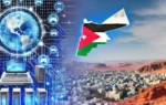 A dynamic and modern landscape image representing Jordan as a leading destination for technology and digital investment. The image should feature element