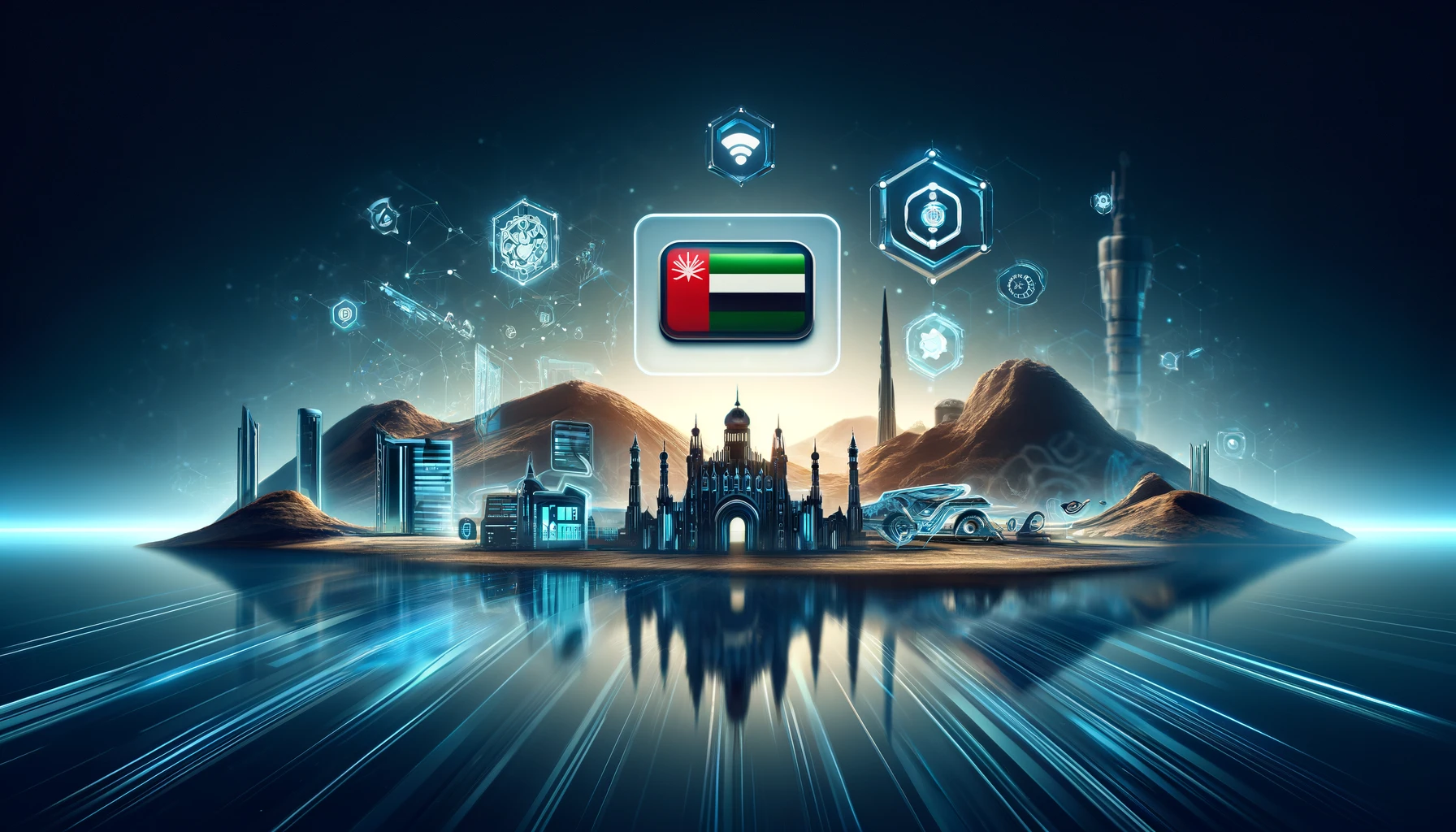 A modern landscape image representing the launch of Samsung Pay in Oman. The image should include elements such as mobile payment icons, digital trans