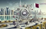 A modern landscape image representing Qatar's initiative to enhance the postal services sector through public consultations. The scene features abstract